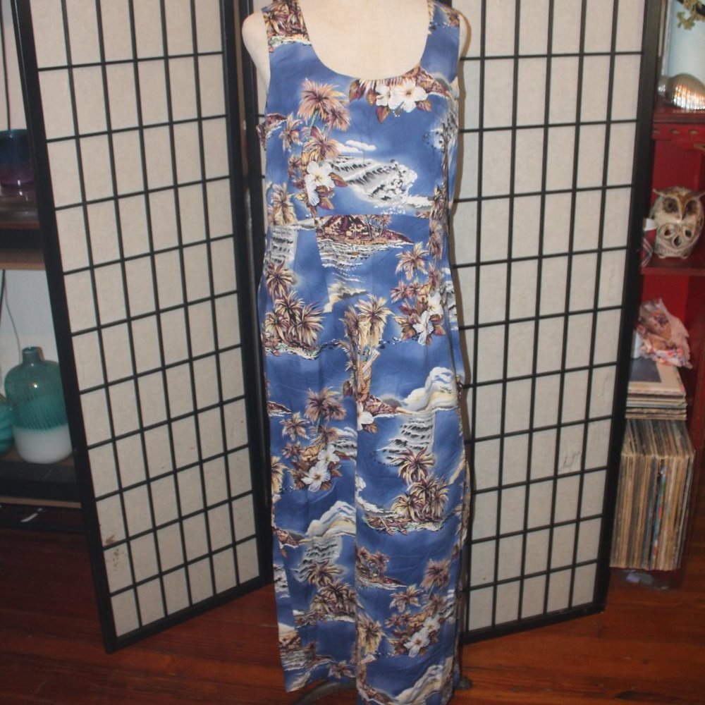 Womens VTG Hilo Hattie Hawaiian Original Size 12 Maxi Dress Floral